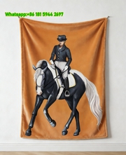 Hermes Elegant Dressage Horse Rider Flannel Wall Hanging Blanket throw blanket IMG_5451